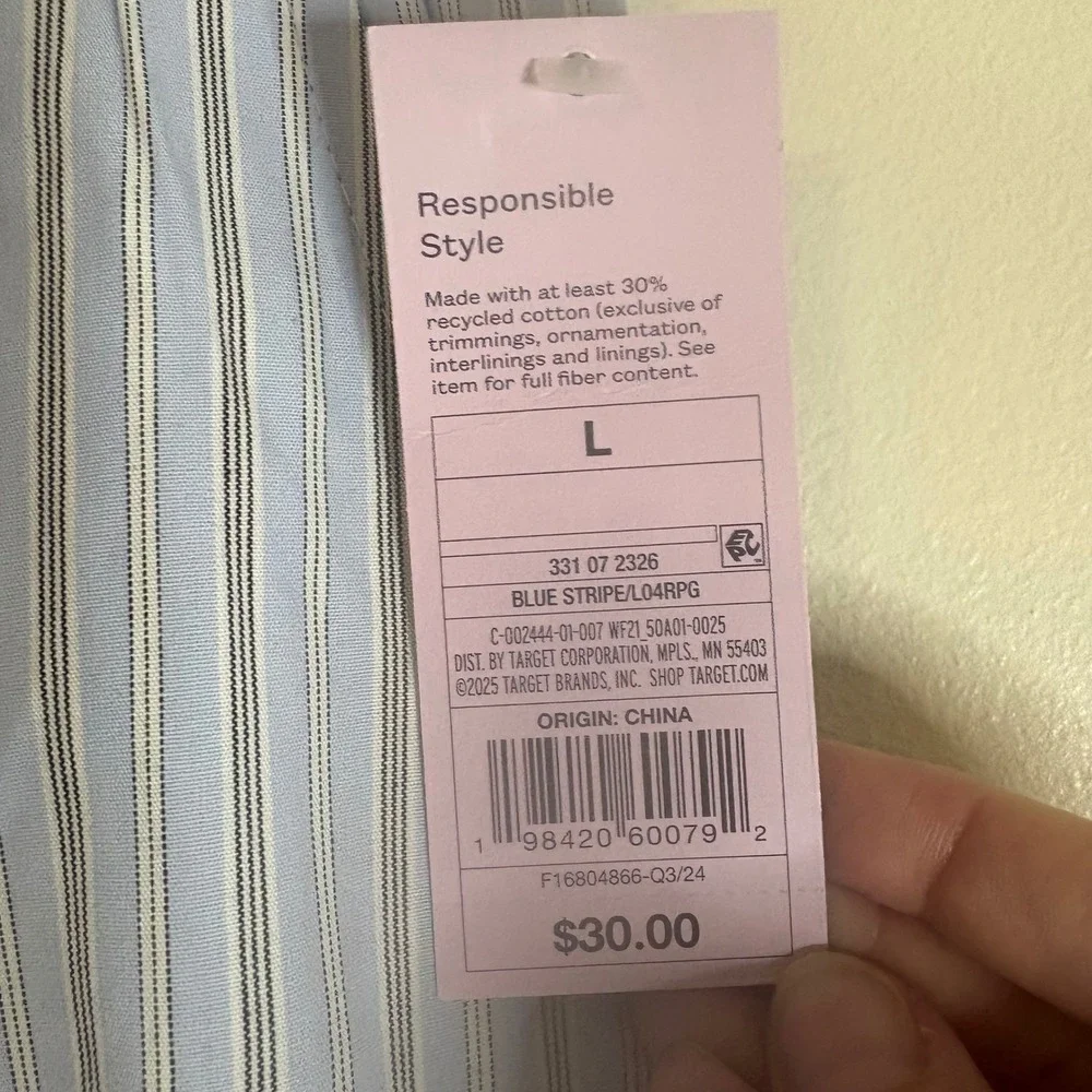 Women's Large Wide Leg Pants Target Blue Striped Tie Detail High Waist New - Picture 7 of 9